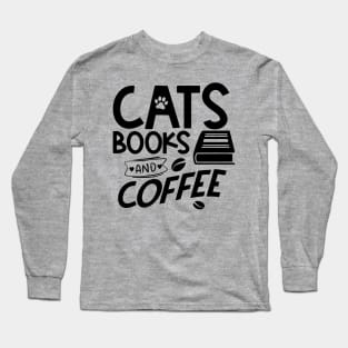 Cat books and coffee Long Sleeve T-Shirt